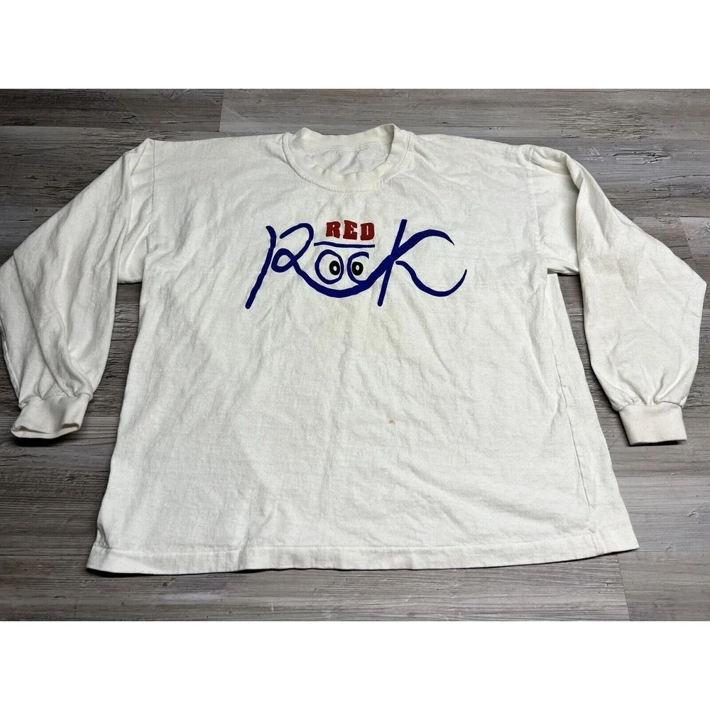 Vintage Graphic‎ Tee Red Rock T-Shirt Long Sleeve Single Stitch Size XL Boxy